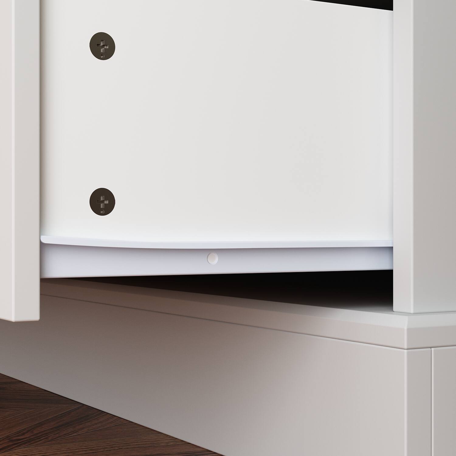 Alt View 9. FUFU & GAGA - Tempered Glass Display Cabinet with Metal Handles and Silent Drawers for Living Room or Study Storage - White.