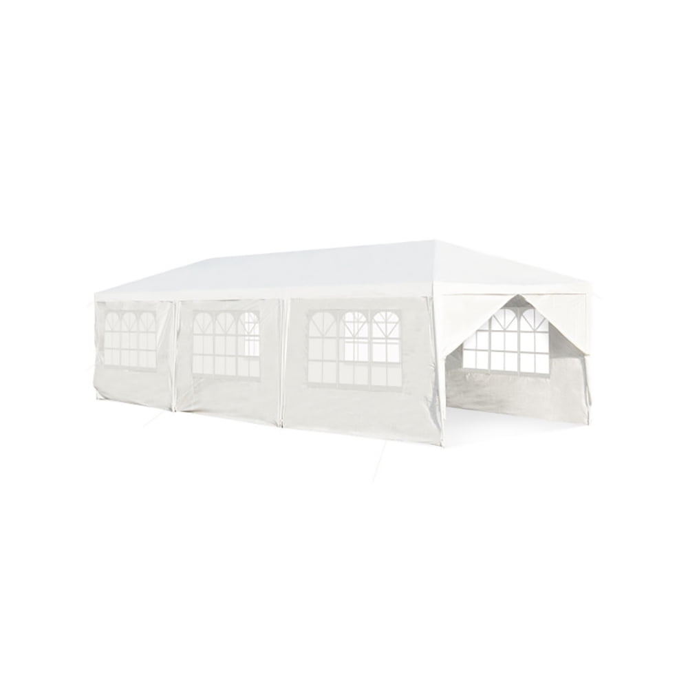 Angle. Kadyn - 10 x 30 Feet Outdoor Canopy Tent with 6 Removable Sidewalls and 2 Doorways-White, Outdoor Gazebo Party Tent Canopy Tent.