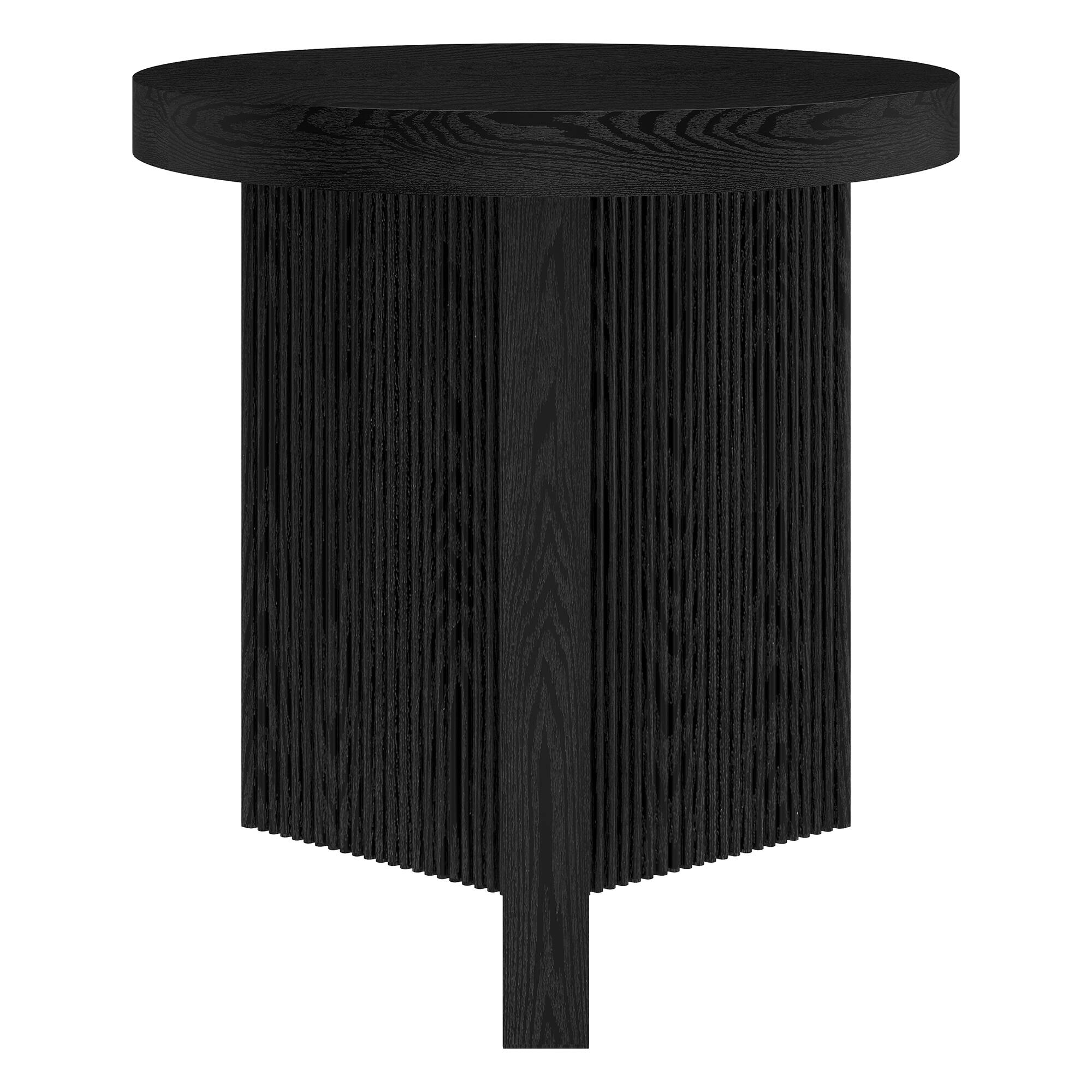 Front. Hudson&Canal - Holm 22" Wide Round Fluted Side Table - Black Grain.