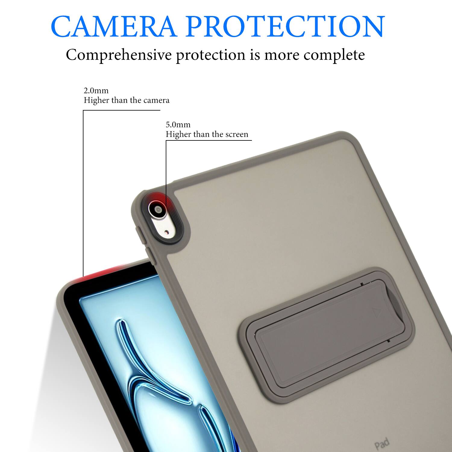 CAMERA PROTECTION  
Comprehensive protection is more complete

2.0mm  
Higher than the camera

5.0mm  
Higher than the screen
