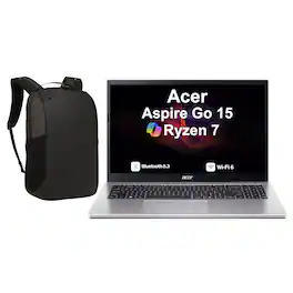Acer - Aspire Go 15 Laptop 15.6 FHD Display (Ryzen 7 7730U, 64GB, 2TB SSD, AMD Radeon, Win 11 Pro) w/17in Backpack - Pure Silver