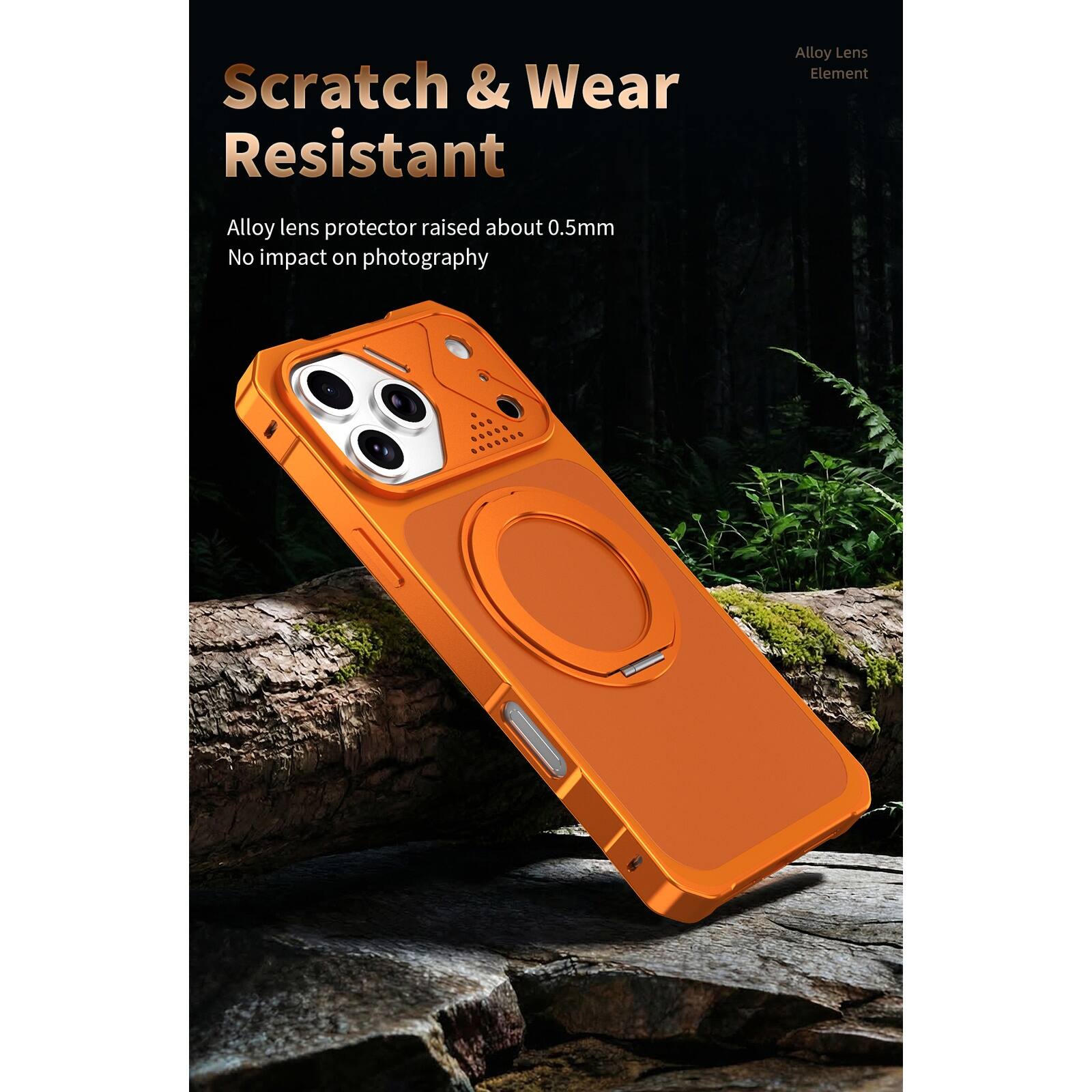 Scratch & Wear Resistant

Alloy lens protector raised about 0.5mm
No impact on photography