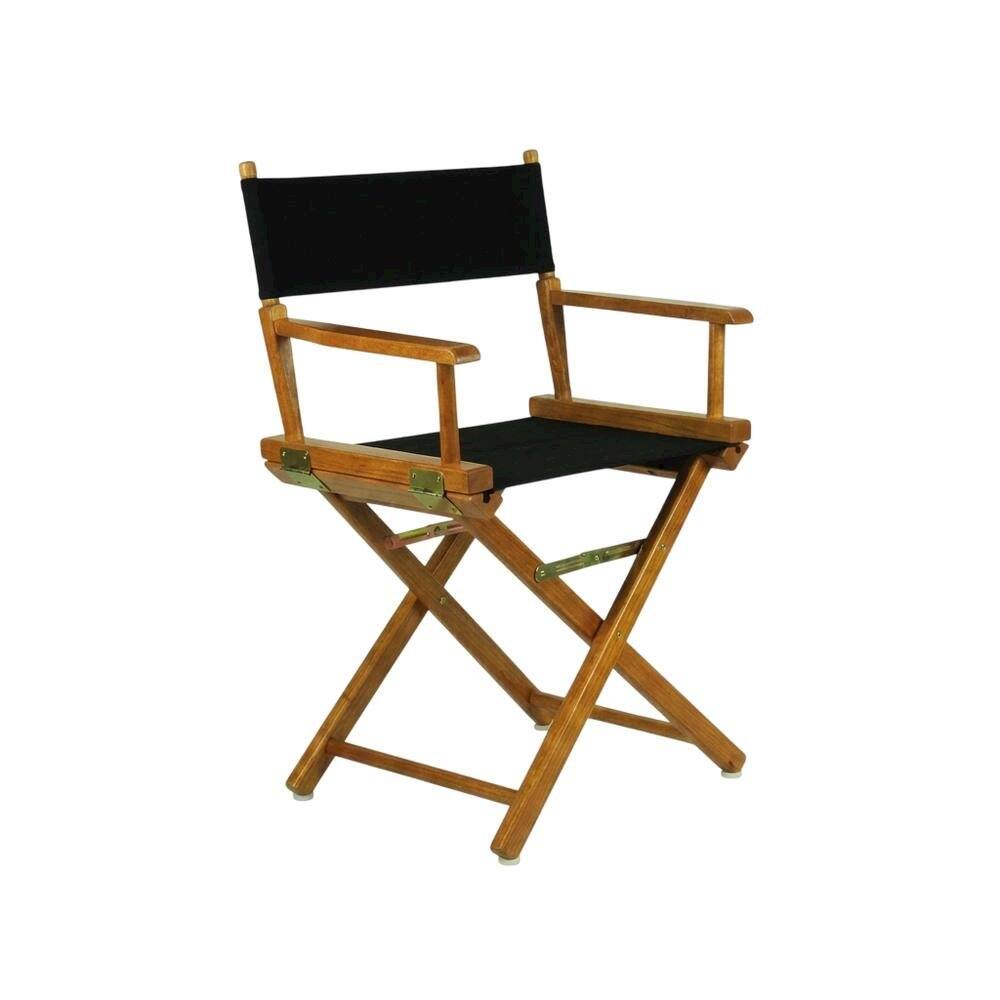 Back. FurniFact - Black Director's Chair - Honey Oak Frame/Black Canvas.