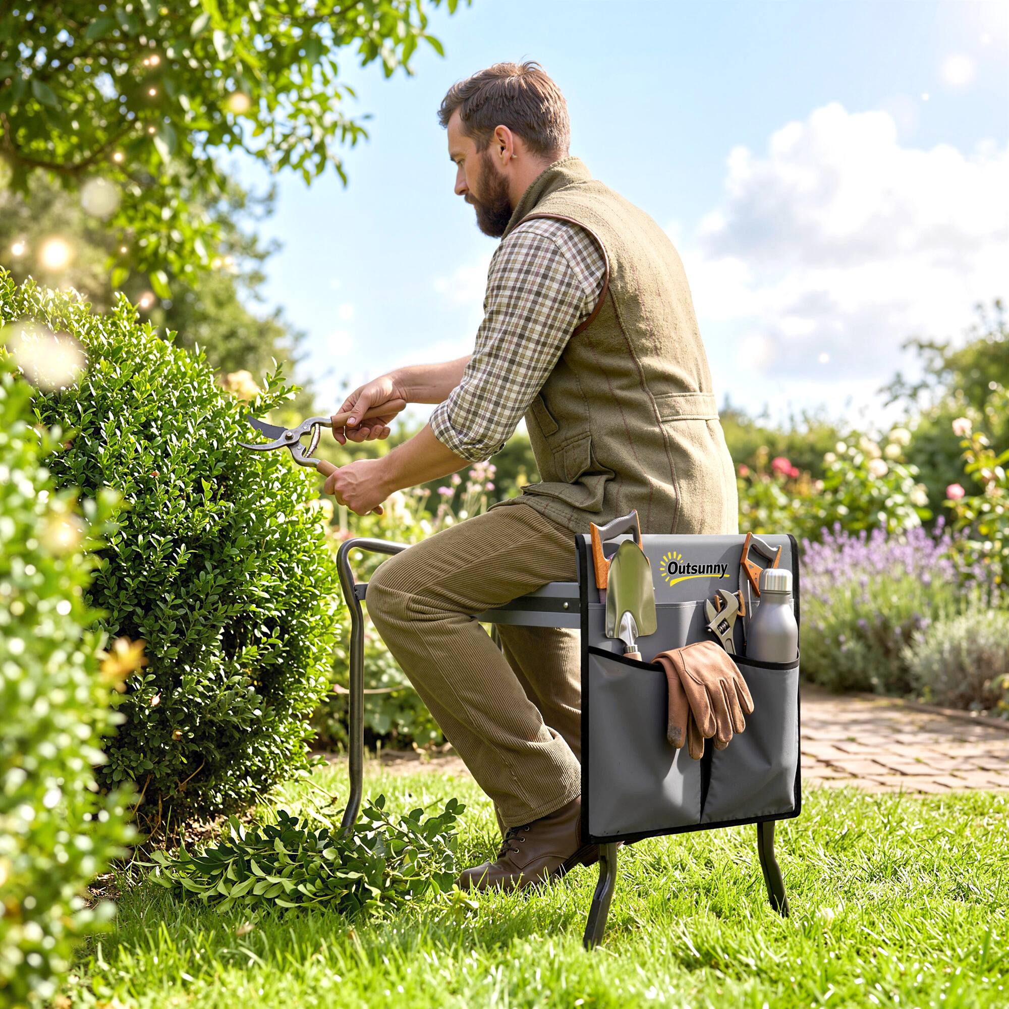 Alt View 7. Outsunny - Garden Kneeler and Seat - Gray.