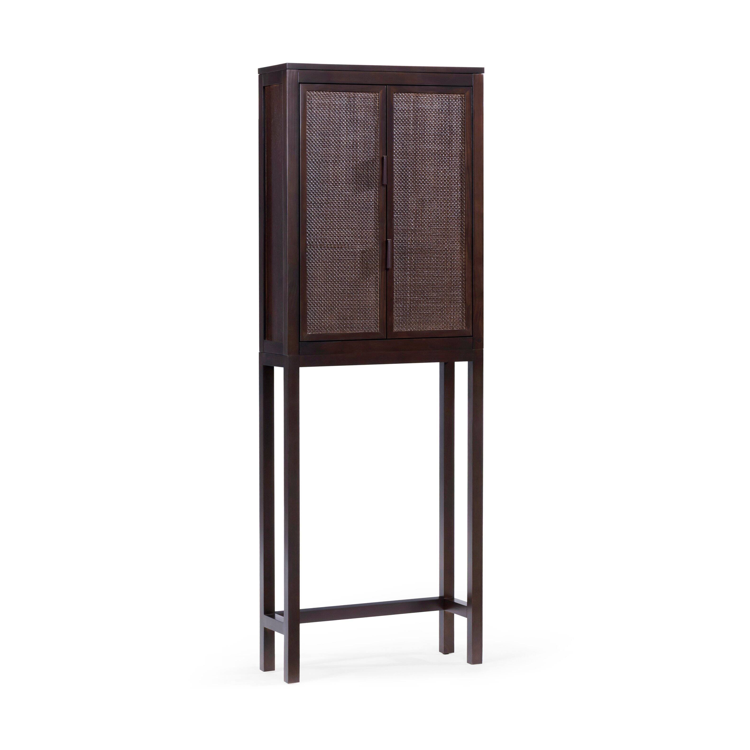 Front. Teamson Home - Hatteras Over the Toilet Cabinet with Rattan Inlay Doors and Sturdy Shelves - Black.