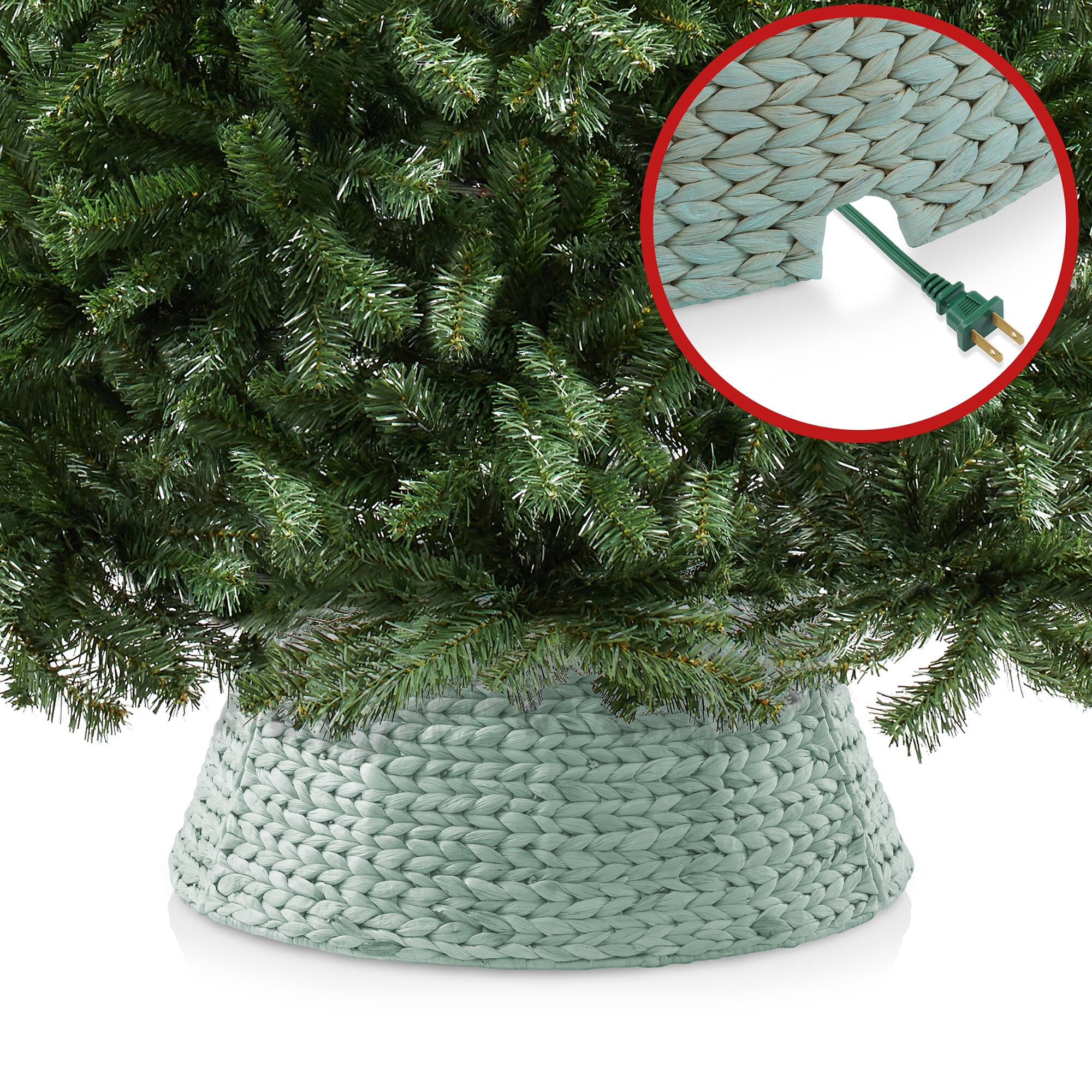 Alt View 3. Casafield - Water Hyacinth Christmas Tree Collar with Cord Cut Out - Seafoam.