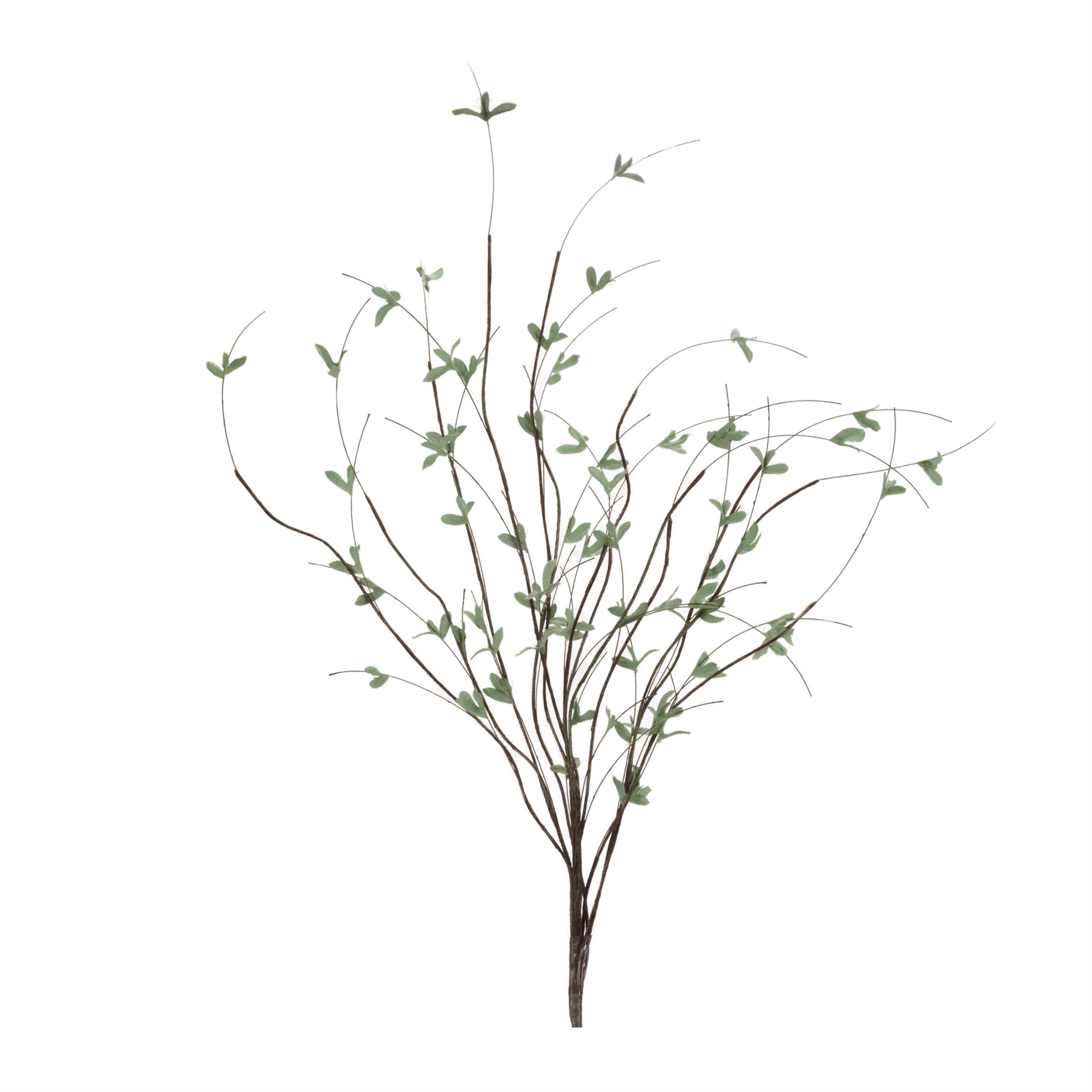 Front. BreeBe - Mini Leaf Twig Branch (Set of 4) - Green.