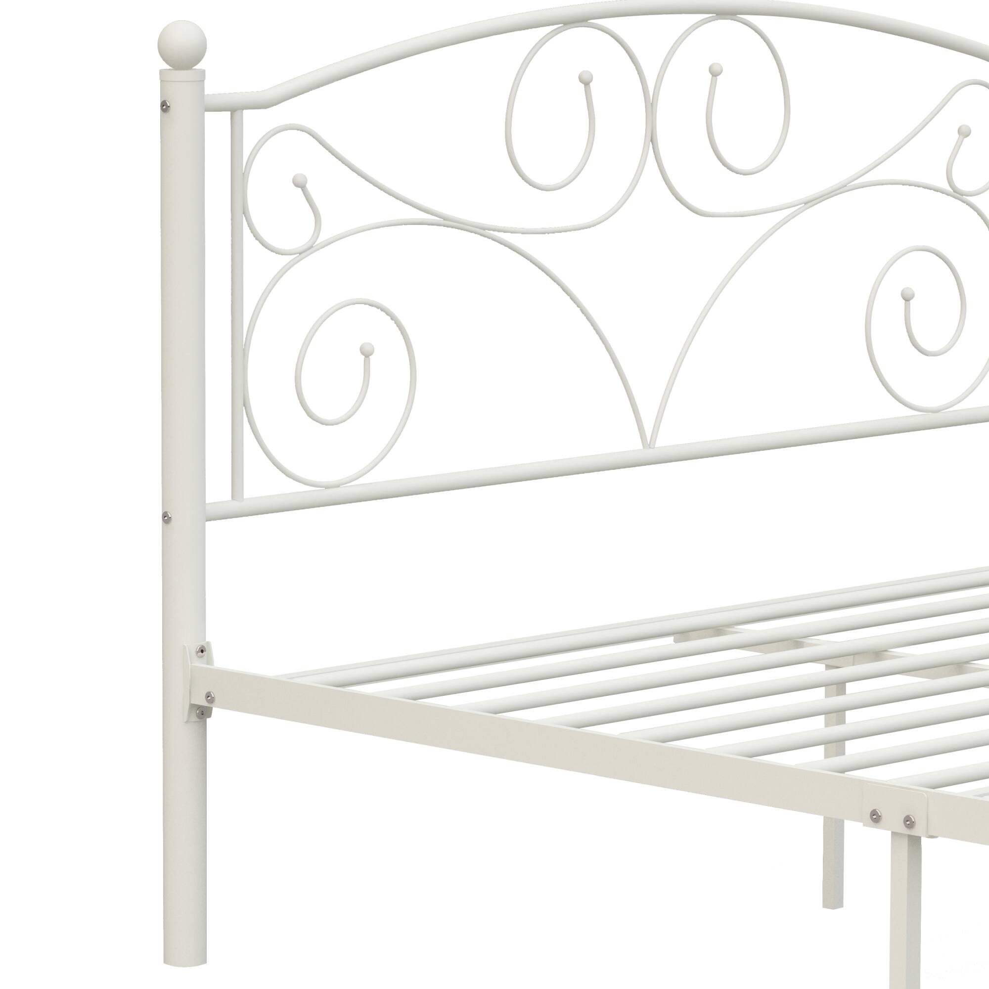 Alt View 4. GOODSILO - Full Size Metal Bed Frame with Sturdy Steel Structure for Modern Bedroom Decor and Comfort - White.
