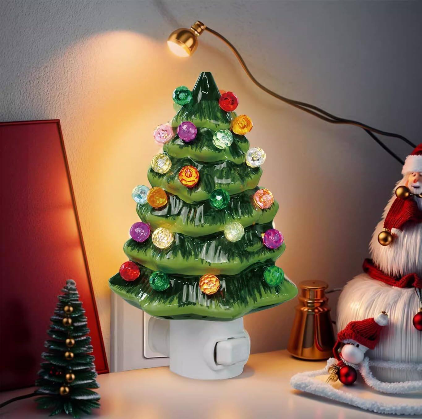 Angle. ACJPR - Christmas Tree Night Light, Plug-In, LED, Indoor Holiday Decor - ‎Green.