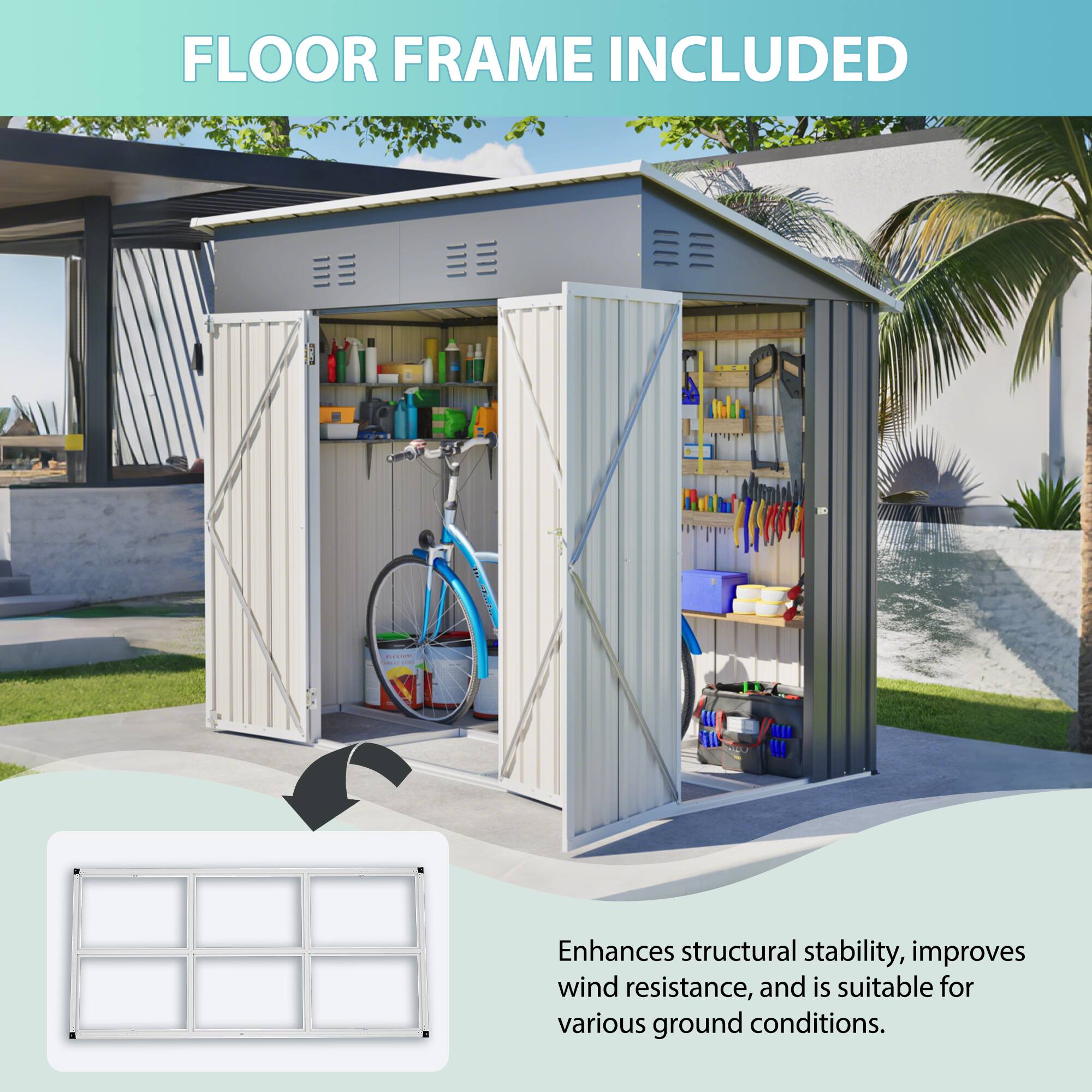 FLOOR FRAME INCLUDED

Enhances structural stability, improves wind resistance, and is suitable for various ground conditions.