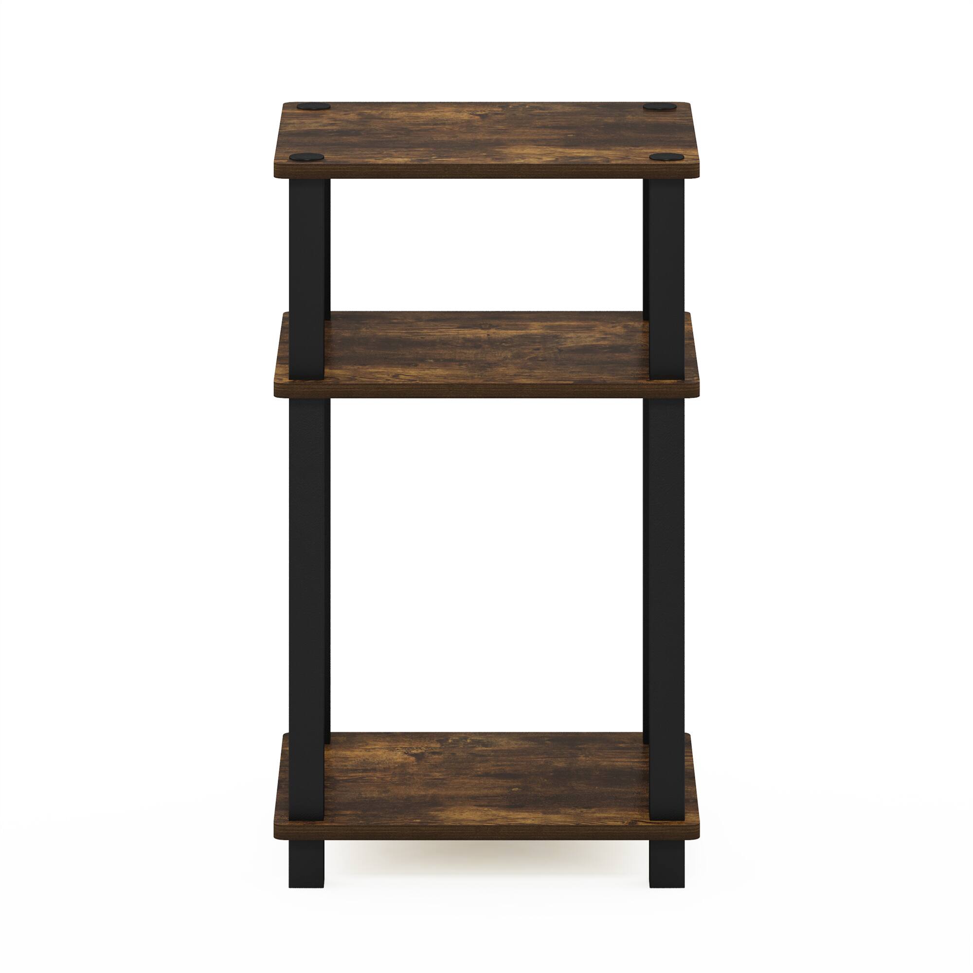 Alt View 5. Furinno - JUST Night Stnad, 3-Tier Nightstand Open Shelf, Toolless Assembly Bedside Table, End Table, Side Table, with Square Tube - Amber Pine/Black.