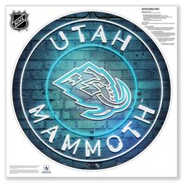 Mustang Drinkware - Utah Mammoth Primary Logo Neon Wall Decal - Multicolor