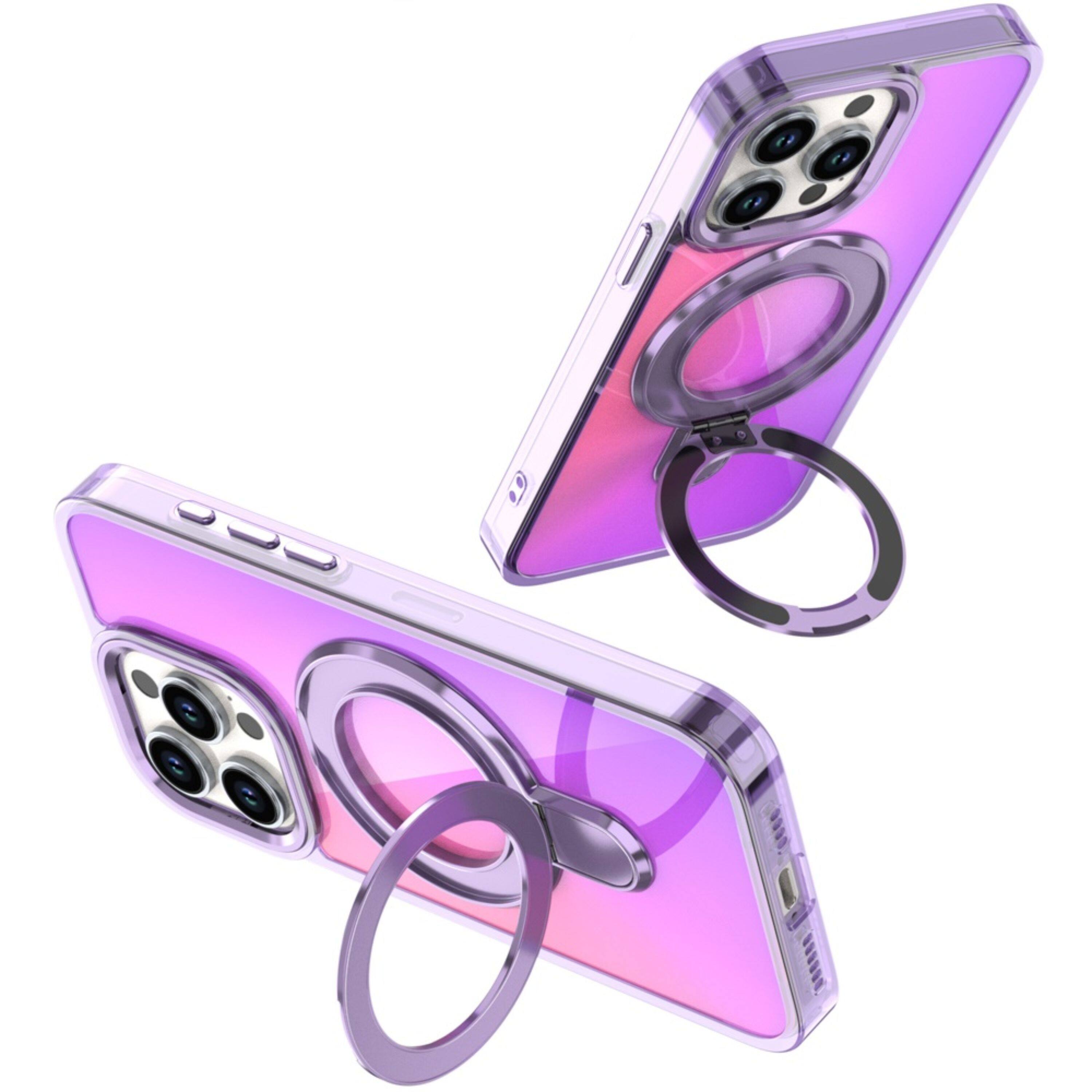 Angle. Kitcheniva - Radiant Chrome Magnetic Stand Case For iPhone 14 Pro Max Light Purple - Light Purple.