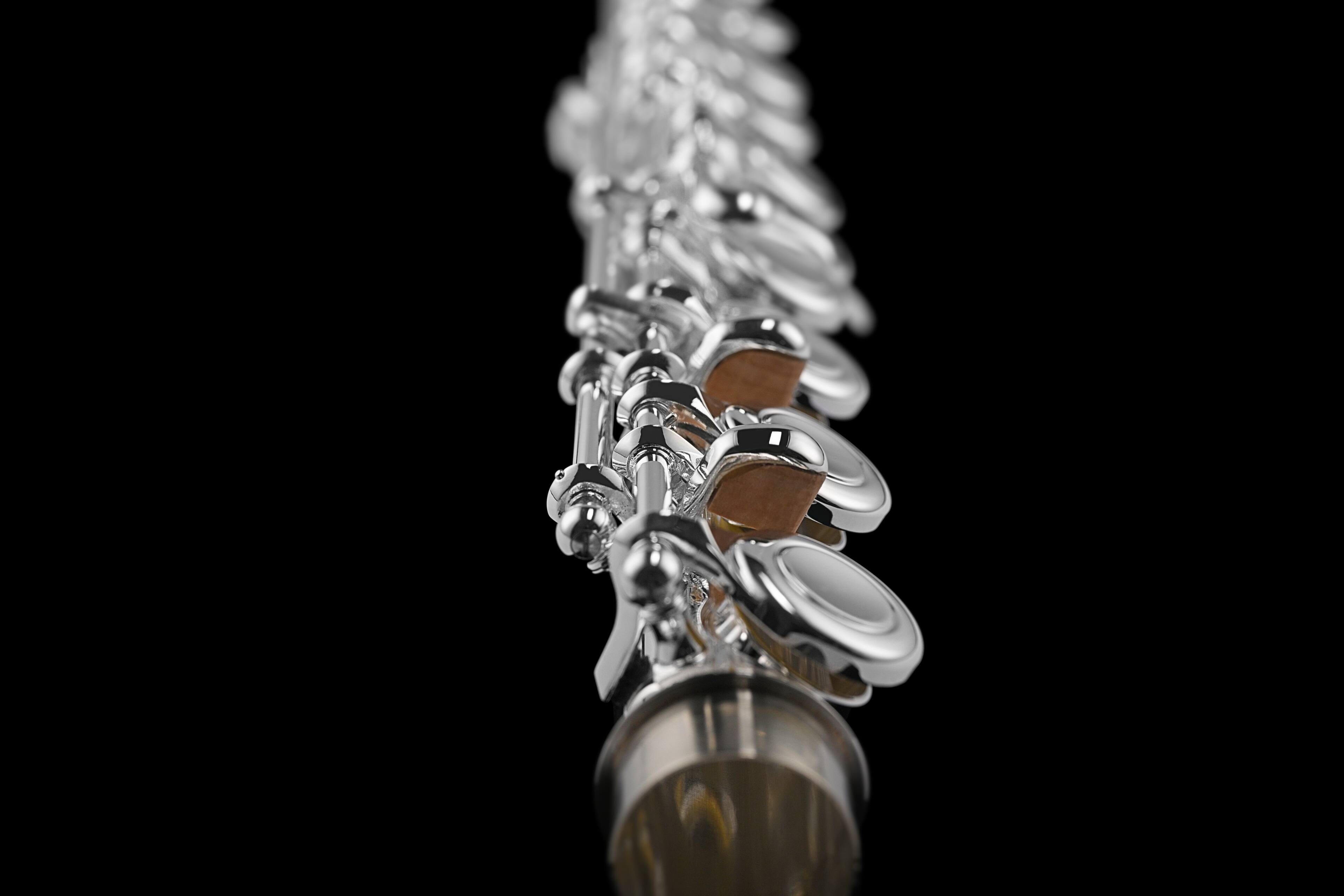 Alt View 1. Di Zhao Flutes - DZ-301 COA Student Flute | Closed Hole | Offset G | C Foot | Sterling Silver Riser | Hand-Cut Headjoint - Silver.