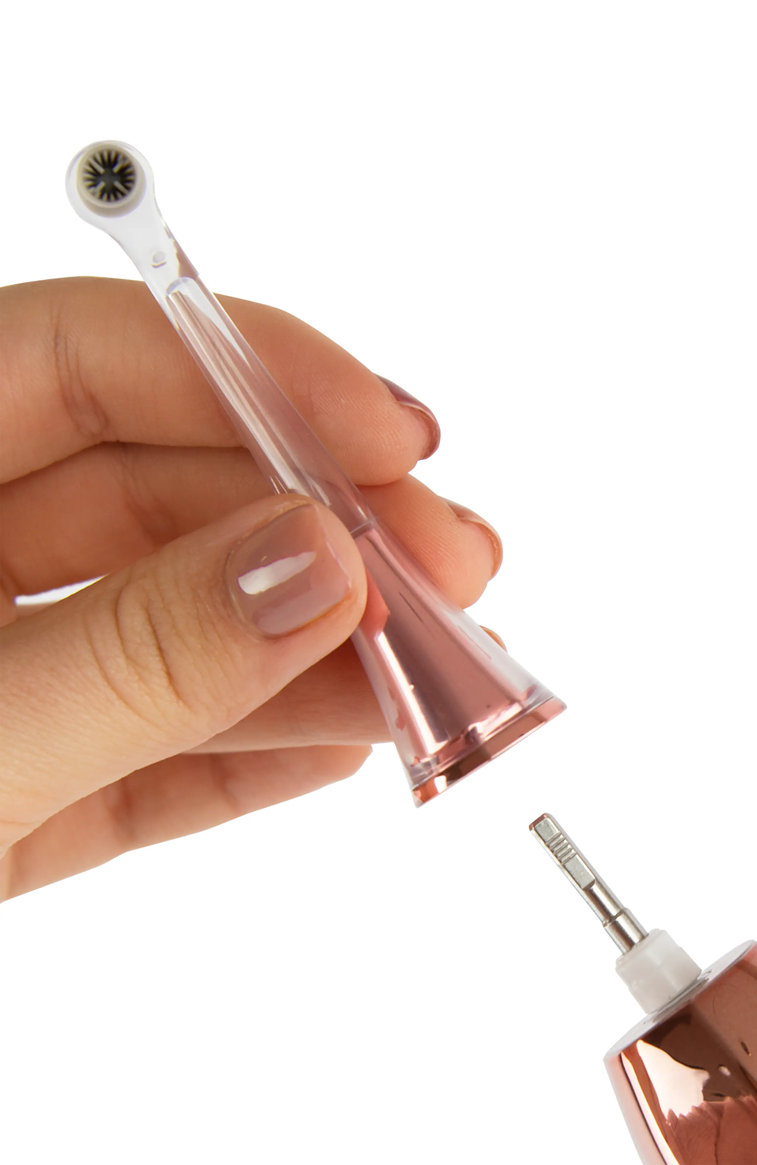 Back. SuperSmile - Supersmile Zina45™ Sonic Pulse Toothbrush Chrome Replacement Polishing Head - Rose.