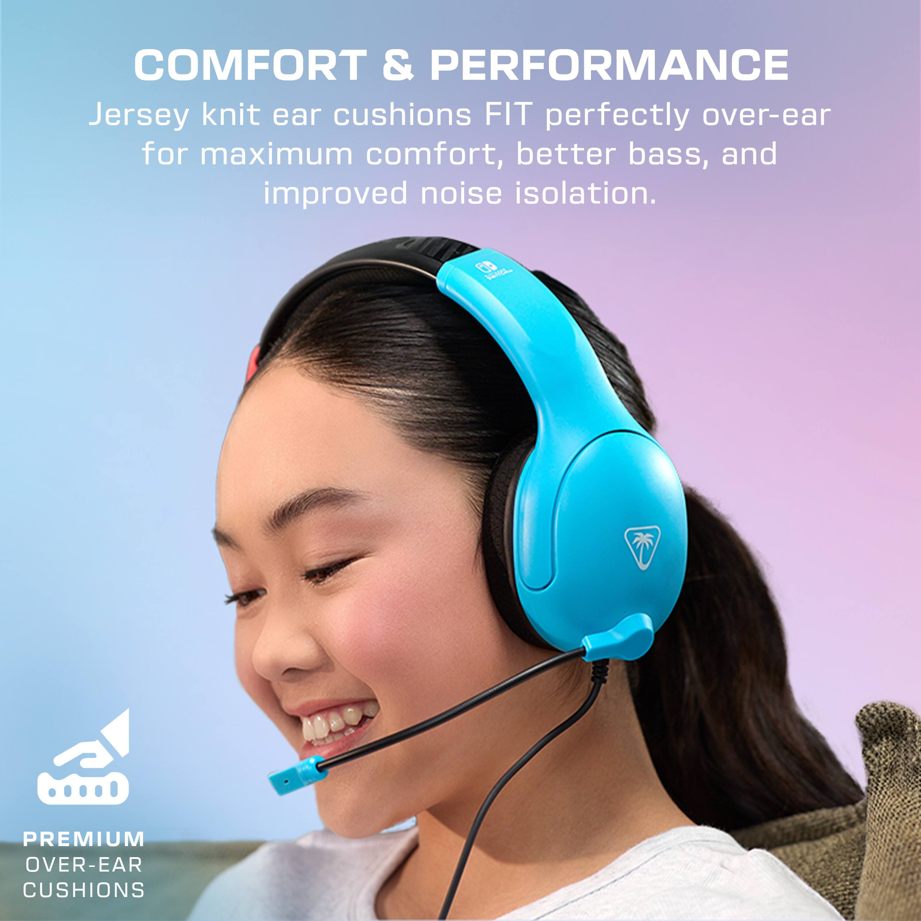 Premium Over-Ear Cushions Jersey Knit Ear Cushions Fit perfectly over-ear for maximum comfort, better bass, and improved noise isolation.