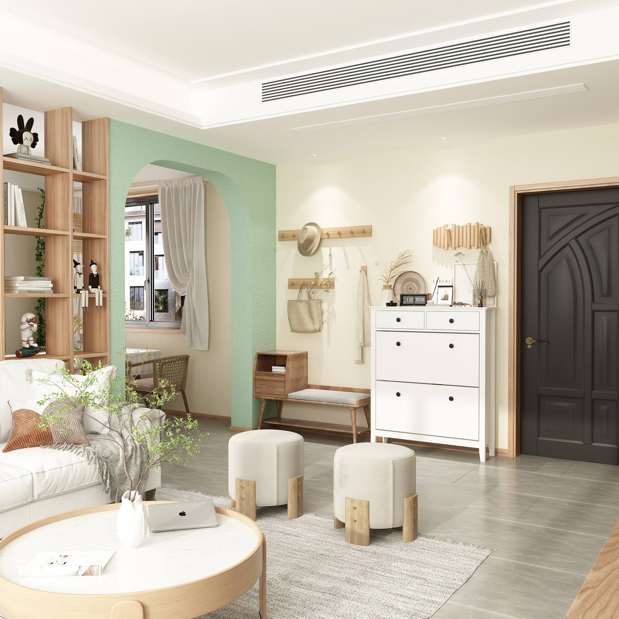 Alt View 9. FUFU & GAGA - Entryway Shoe Cabinet with Flip-Top Storage, Decorative Organizer, Multi-Compartment Shoe Rack for Home - White.