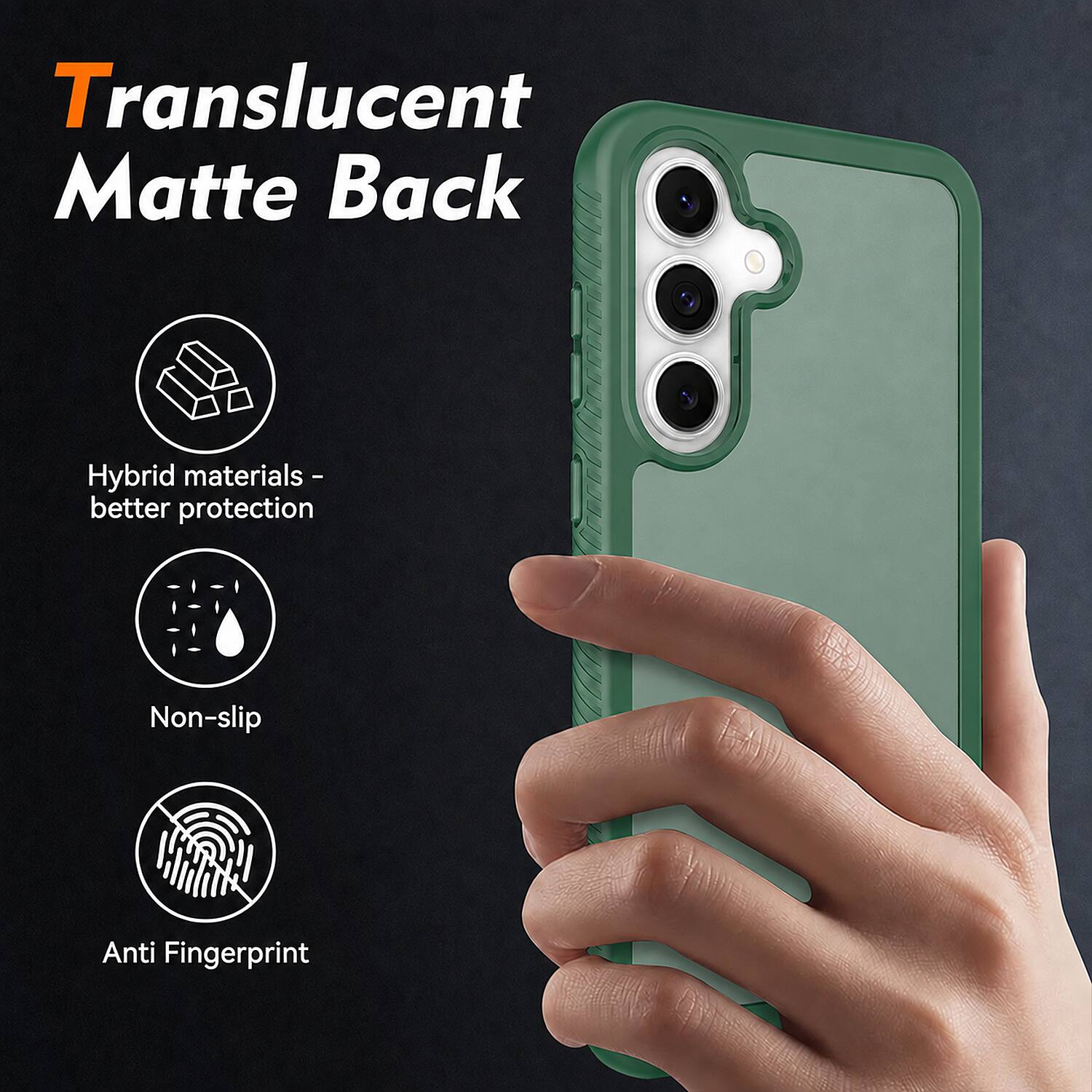 Translucent Matte Back

Hybrid materials - better protection

Non-slip

Anti Fingerprint
