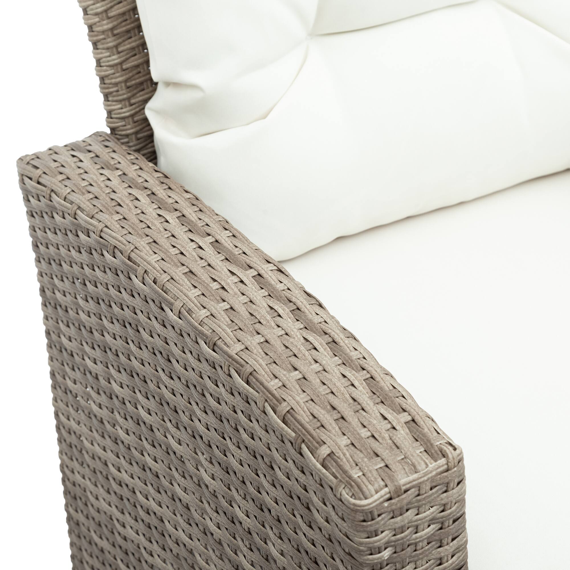 Alt View 6. Siljoy - U-style 4-Piece Patio Set, All Weather Wicker Sofa with Ottoman & Cushions - Beige.