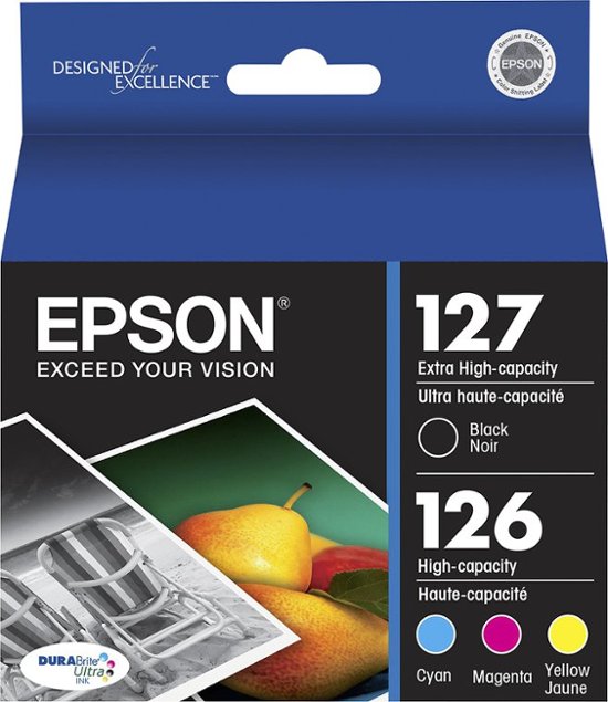 Epson 127 4-Pack High Capacity Ink Cartridges Black/Cyan/Magenta/Yellow ...