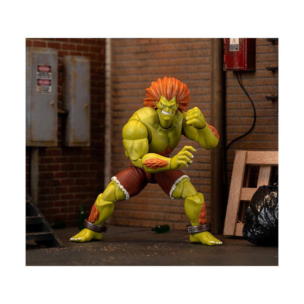 Back. Jada - Blanka 7.5" Action Figure with Accessories, Alternate Head & Hands – Ultra Street Fighter II (2017) - Multicolor.