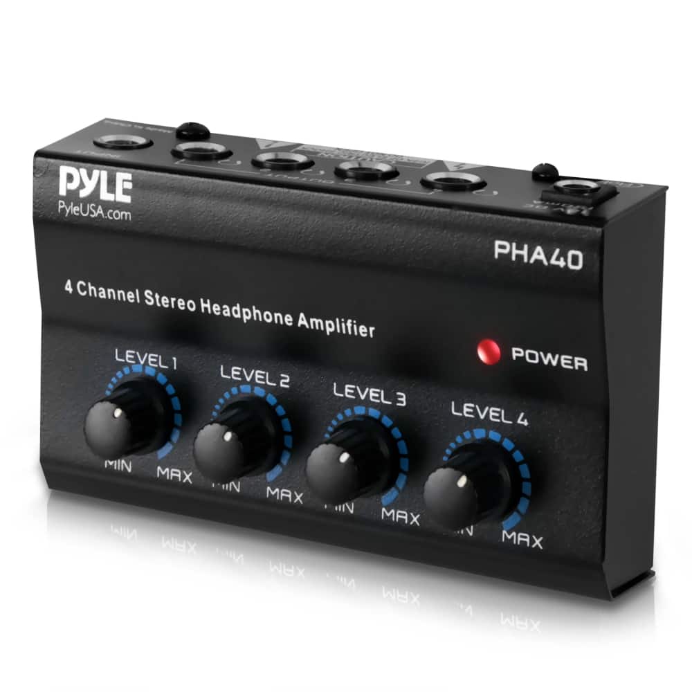 PYLE  
PyleUSA.com  

PHA40  

4 Channel Stereo Headphone Amplifier  

LEVEL 1  
MIN MAX  

LEVEL 2  
MIN MAX  

LEVEL 3  
MIN MAX  

LEVEL 4  
MIN MAX  

POWER
