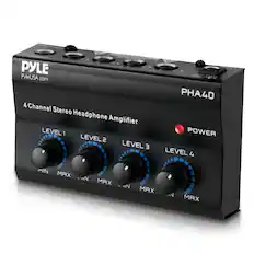 PYLE
PyleUSA.com
PHA40
4 Channel Stereo Headphone Amplifier
LEVEL 1
MIN MAX
LEVEL 2
MIN MAX
LEVEL 3
MIN MAX
LEVEL 4
MIN MAX
POWER