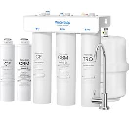 Waterdrop - T3-T Remineralization Reverse Osmosis System, No Power Needed, Under-Sink RO Water Filter, EXTRA RT-CF& RT-CBM Filters - White