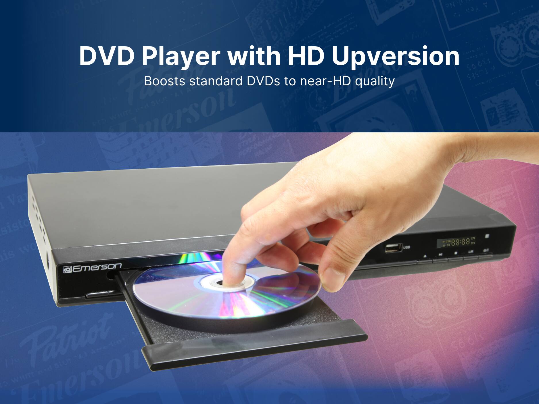 DVD Player with HD Upversion Boosts standard DVDs to near-HD quality