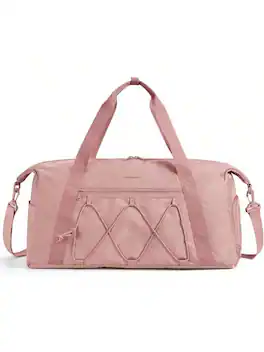 Live At Space - Gym Bag With Shoe Compartment Wet Pocket, Lightweight Sports Travel Duffel Bag, Carry On Weekender Overnight Resistant - 35L - Deep Pink + 35L