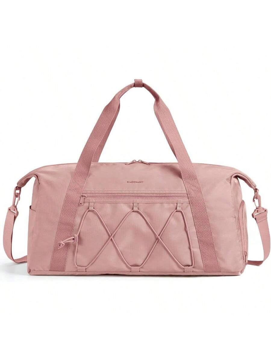 Live At Space - Gym Bag With Shoe Compartment Wet Pocket, Lightweight Sports Travel Duffel Bag, Carry On Weekender Overnight Resistant - 35L - Deep Pink + 35L