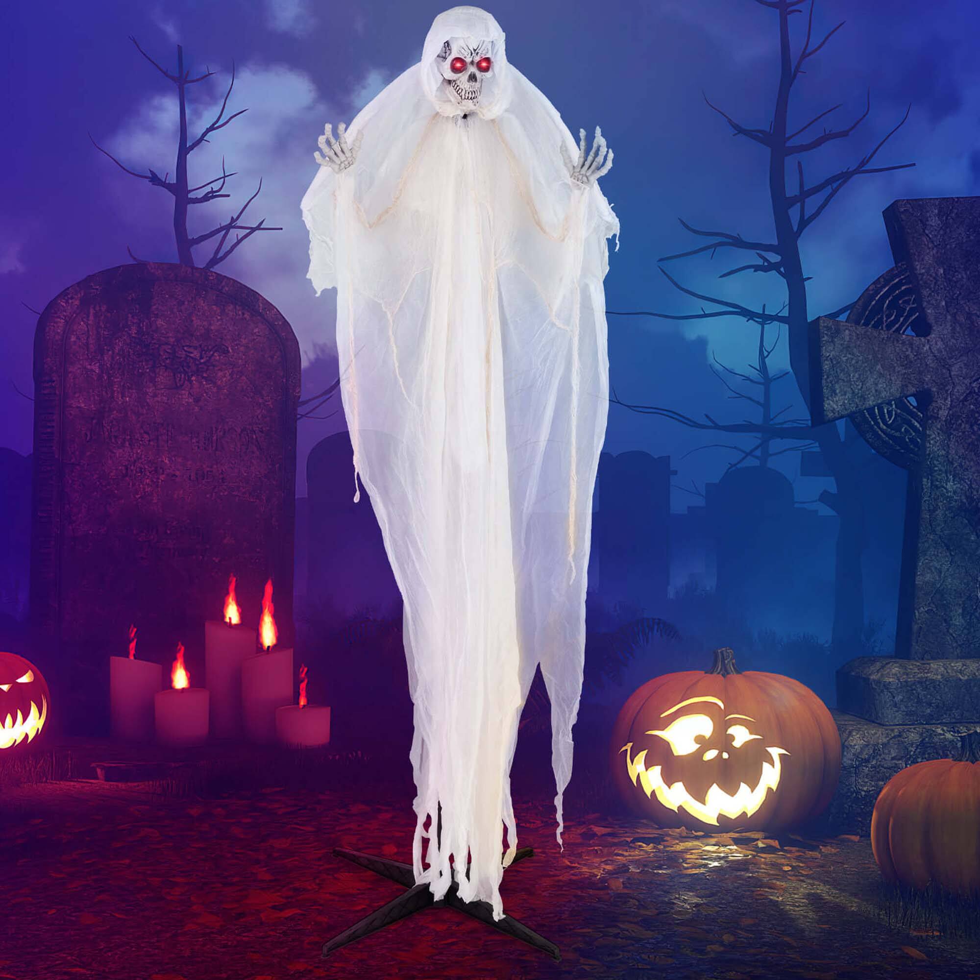 Alt View 3. Costway - Costway 8.3 FT Halloween Standing Angel with Light up Eyes Sounds & Movements Garden - White.
