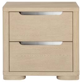 Manhattan Lane - Saina Nightstand with 2 Drawers, Block Feet, Light Elm Wood 27 Inch - Light Elm Brown