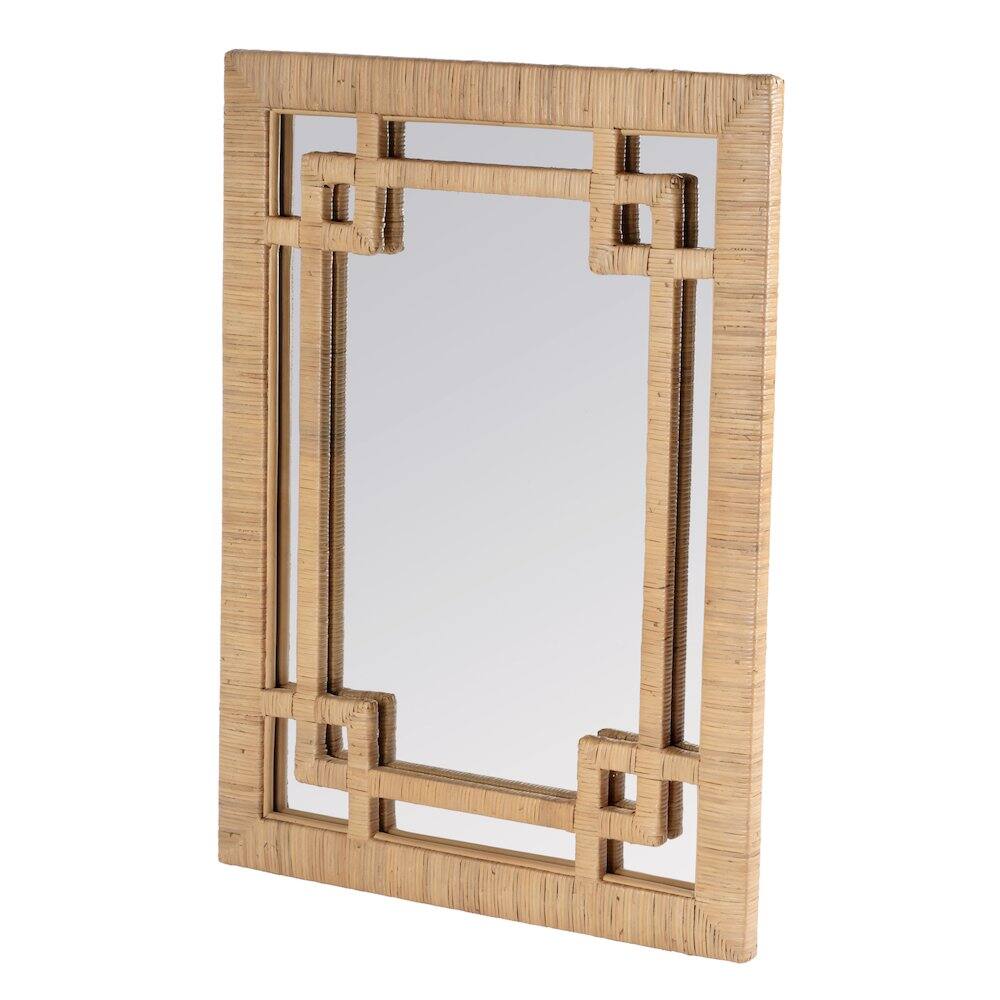 Left. Butler Specialty - Hana Woven Rattan Wall Mirror - Light Brown.