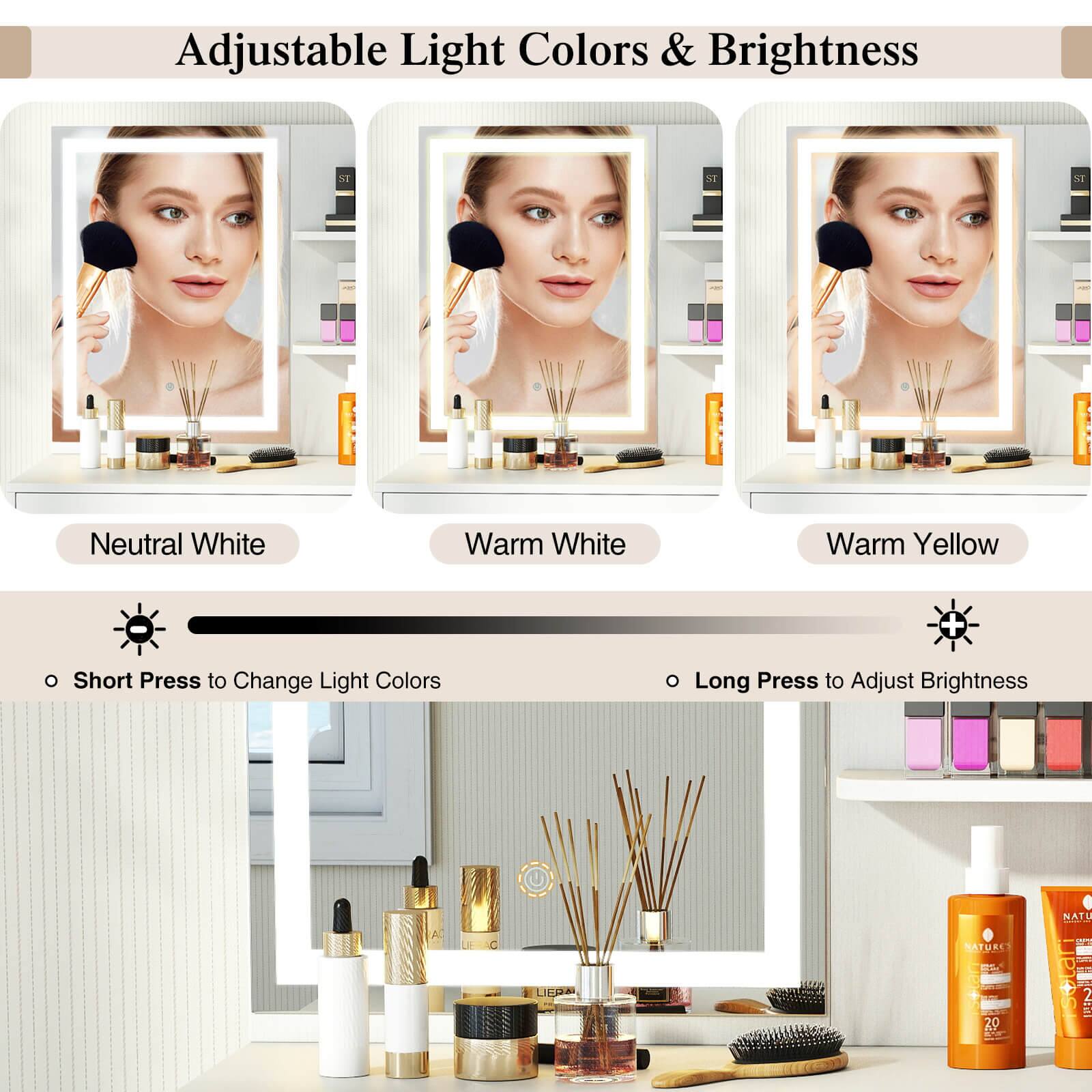 Adjustable Light Colors & Brightness

Neutral White  
Warm White  
Warm Yellow  

Short Press to Change Light Colors  
Long Press to Adjust Brightness  

NATURE - K JEDA 20