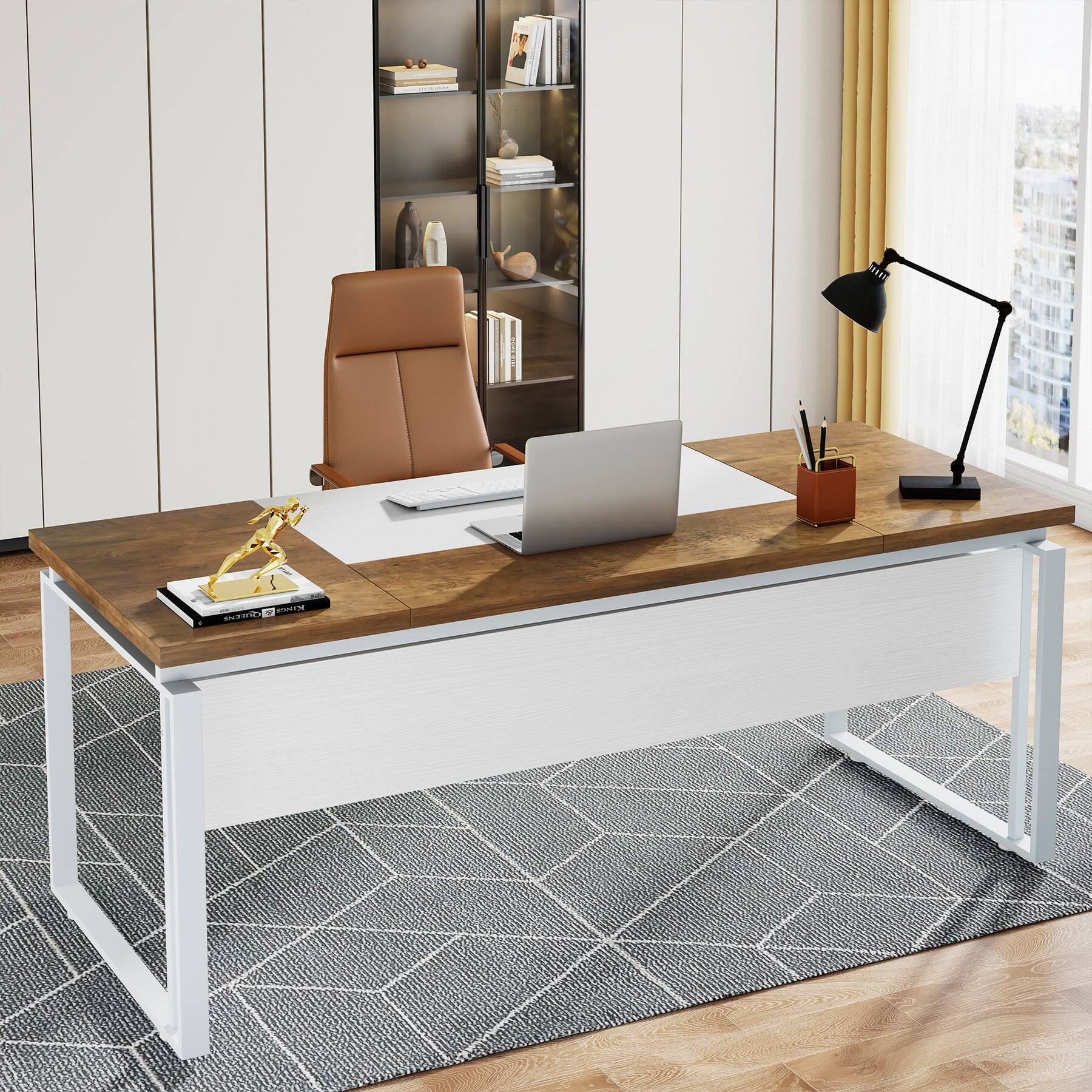 Tribesigns Office Computer Desk with Metal Frame, Storage Drawers, for ...