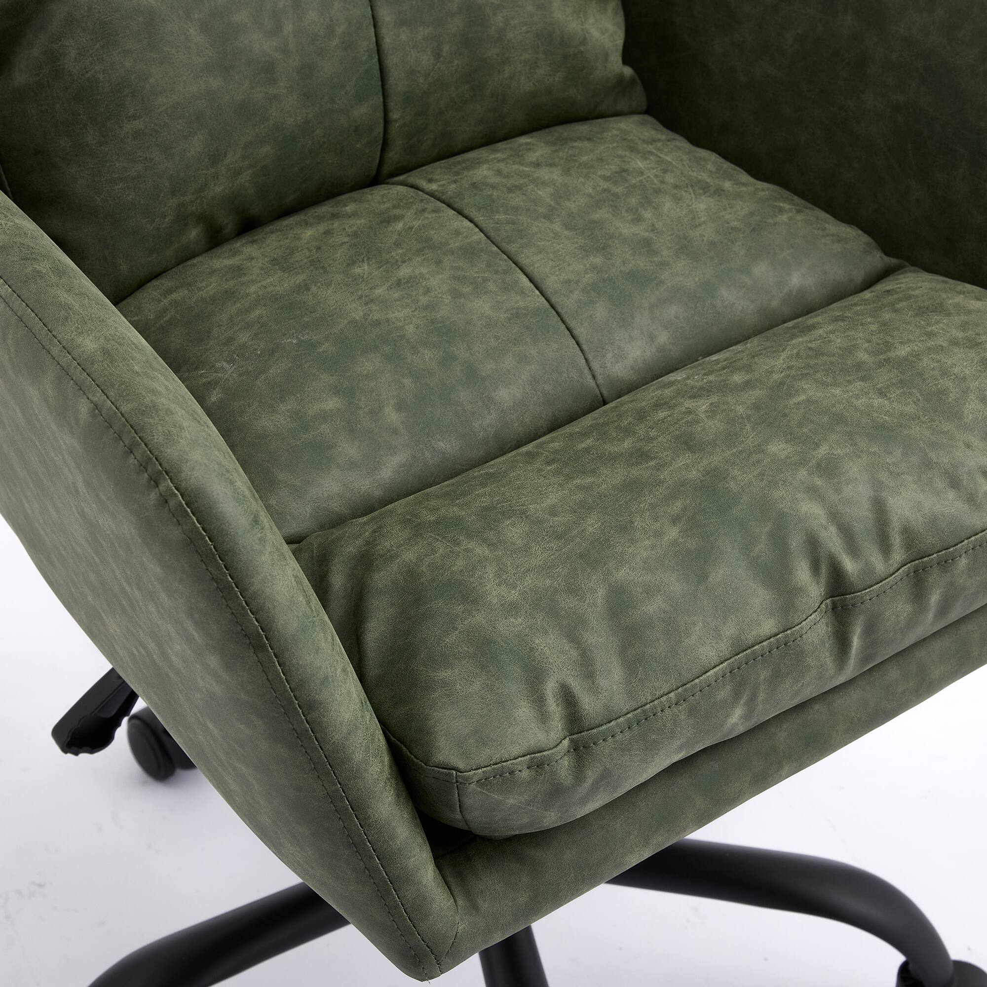 Alt View 7. Spaco - Spaco Office Chair with PU Leather Upholstery, Adjustable Height and Metal Base, for Office Bedroom Dressing Table - Green.