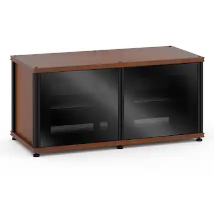 Front. Salamander Designs - Salamander Designs Synergy 221 Twin AV Cabinet (American Cherry with Black Glass & Black Posts) - Cherry/Black.