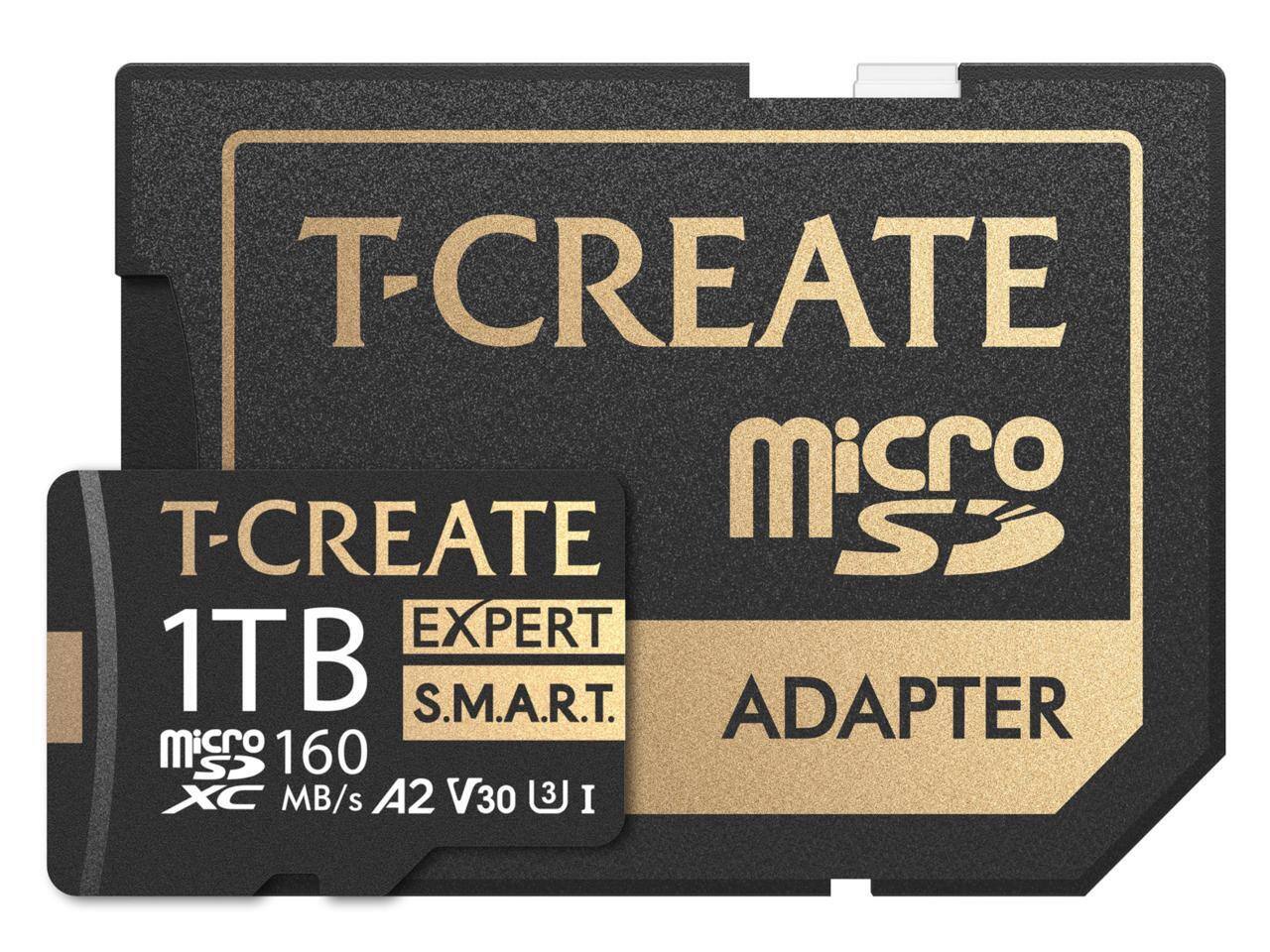 T-CREATE  
Micro SD  
1TB  
EXPERT  
S.M.A.R.T.  
microSDXC  
160 MB/s  
A2 V30  
I  
ADAPTER