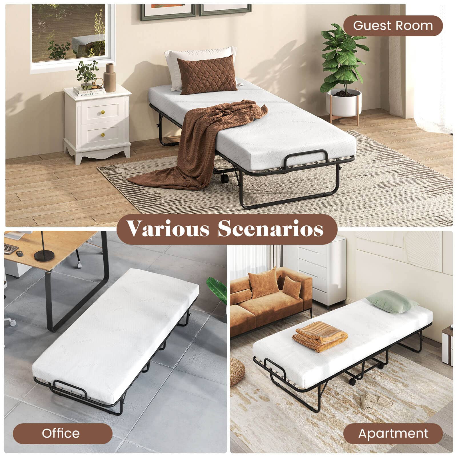 Costway Folding Bed with Mattress 74