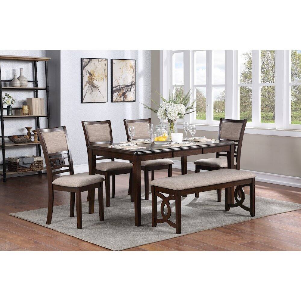 Alt View 1. New Classic Furniture - Furniture Gia 46" Solid Wood and Polyester Bench in Brown Cherry - Cherry.