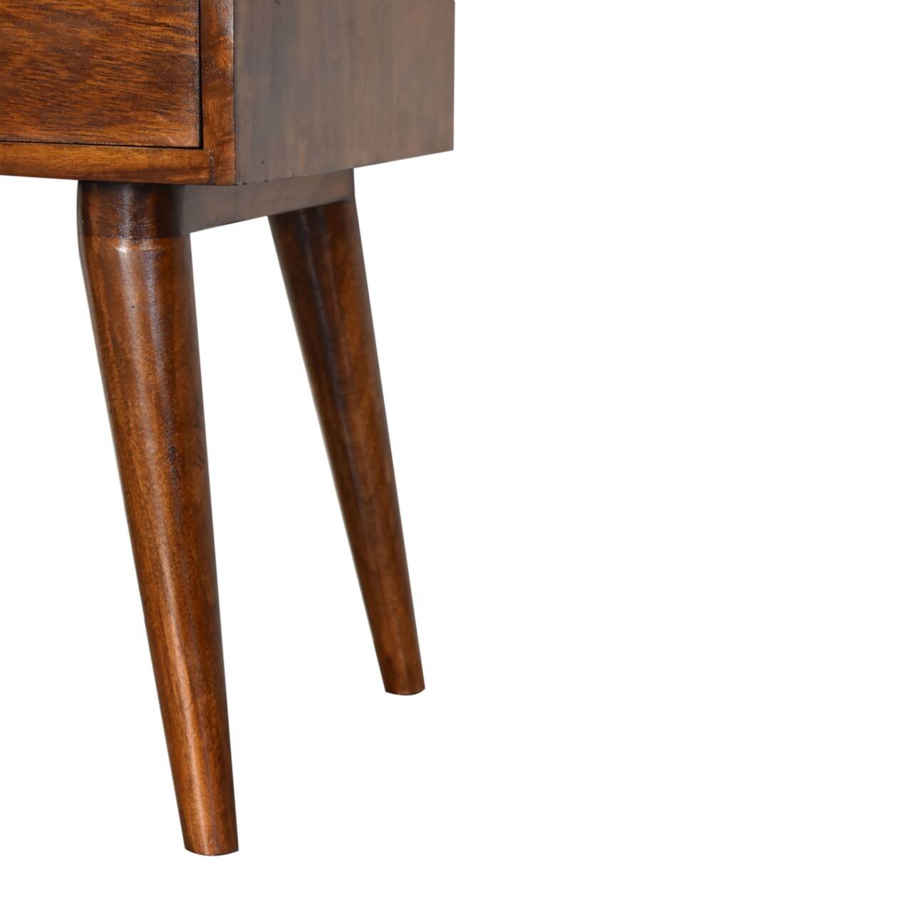 Alt View 4. Artisan Furniture - Artisan Furniture Solid Wood Modern Chestnut Nightstand, 1 Drawer, 1 Open-slot, Nordic legs, Dark Brown - Chestnut.