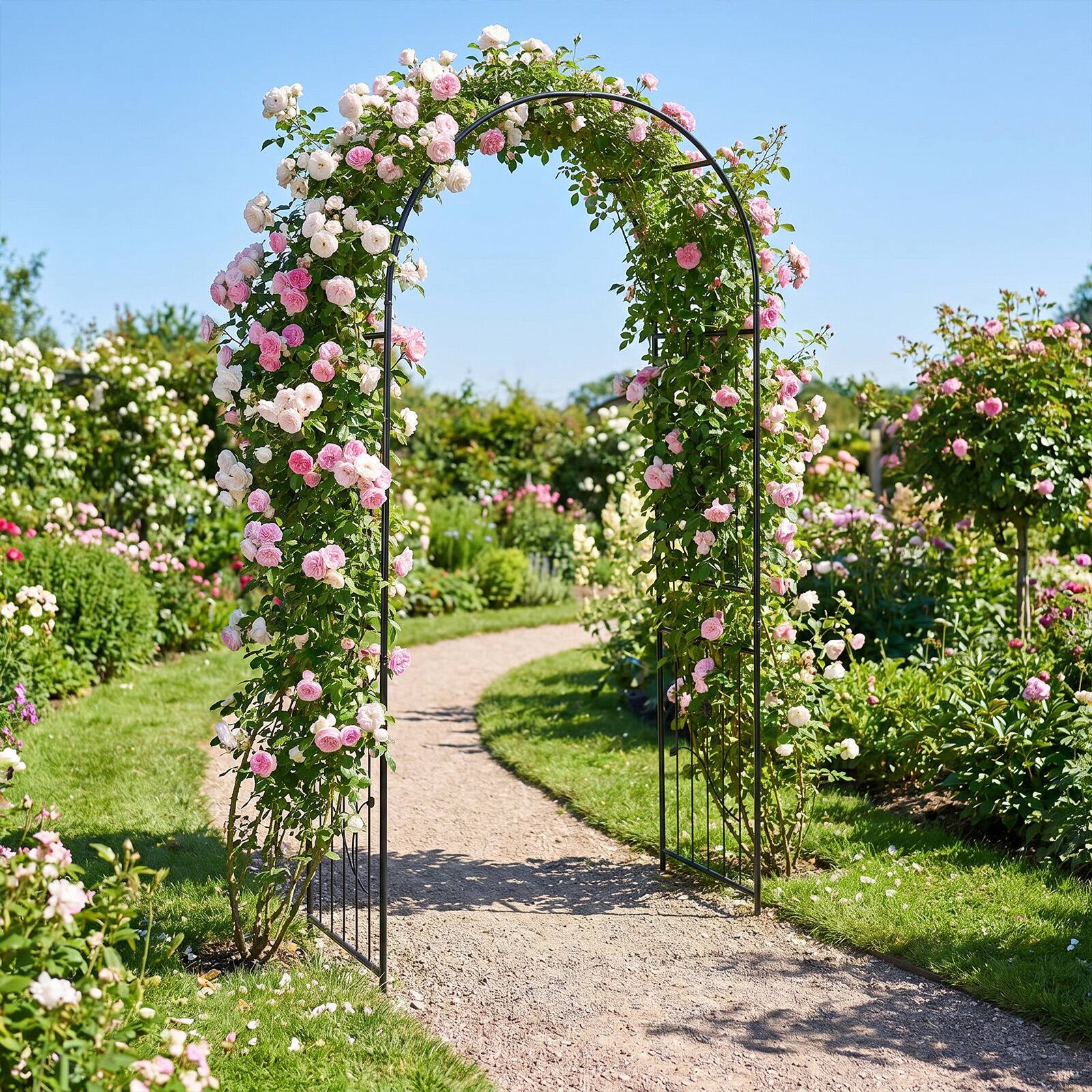 Alt View 1. Gymax - Gymax Garden Arch 87'' Tall Heavy Duty Metal Arbor Trellis Archway for Climbing Plants - Black.