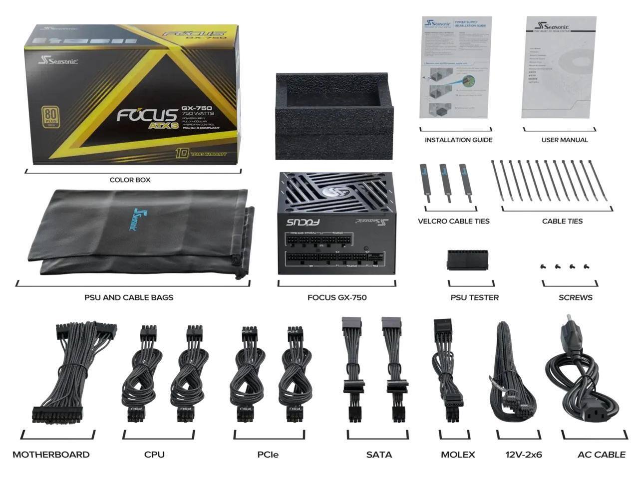 Seasonic FOCUS GX 750 750W ATX3.1 80 PLUS GOLD Full Modular PSU