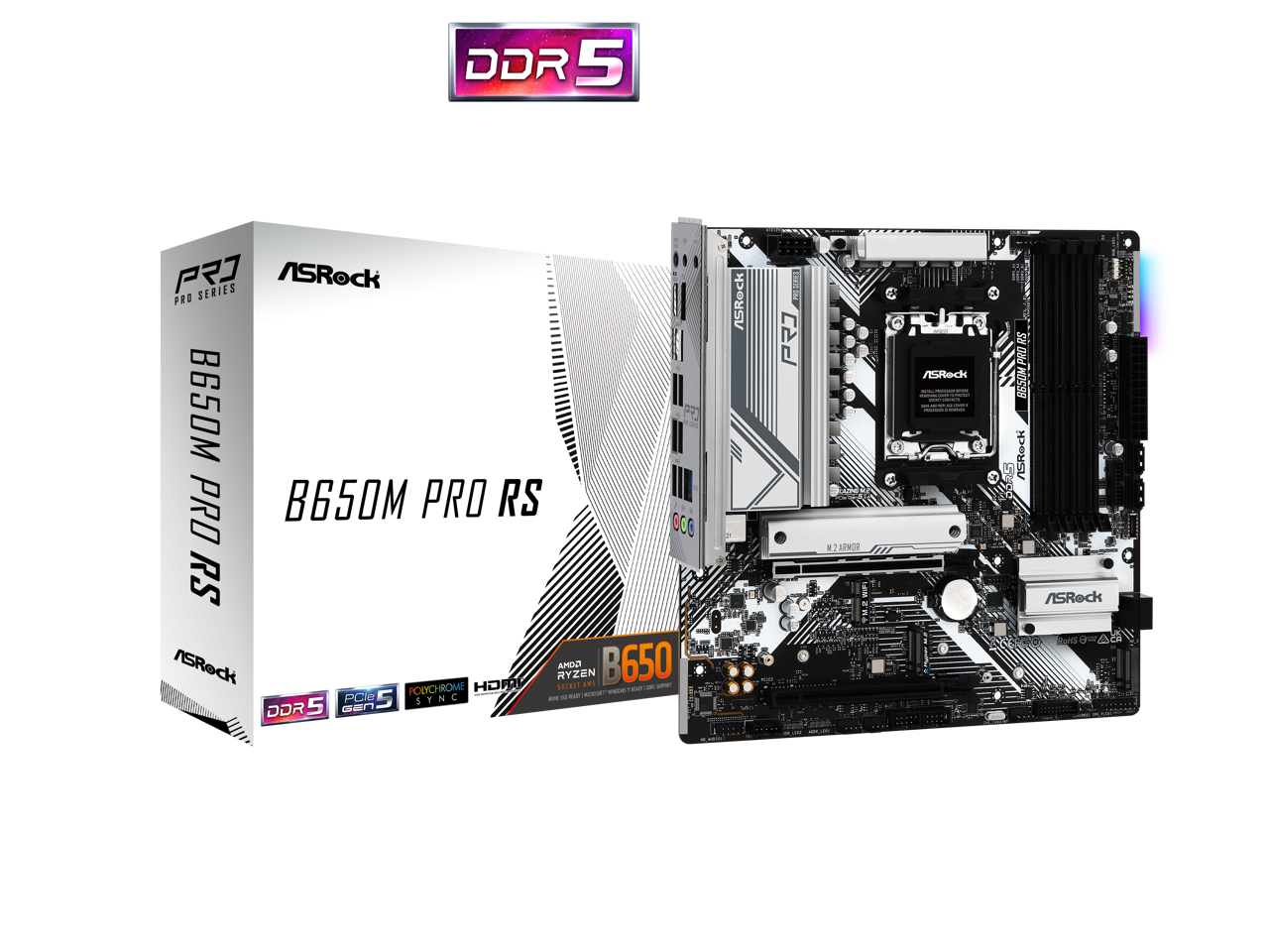 ASRock - B650M PRO RS AM5 AMD B650 Micro ATX Motherboard
