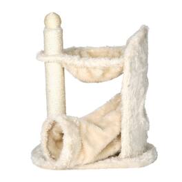 TRIXIE - Baza Gandia Plush 26.8" Cat Tree with Sisal Scratching Post-Hammock & Tunnel - Cream