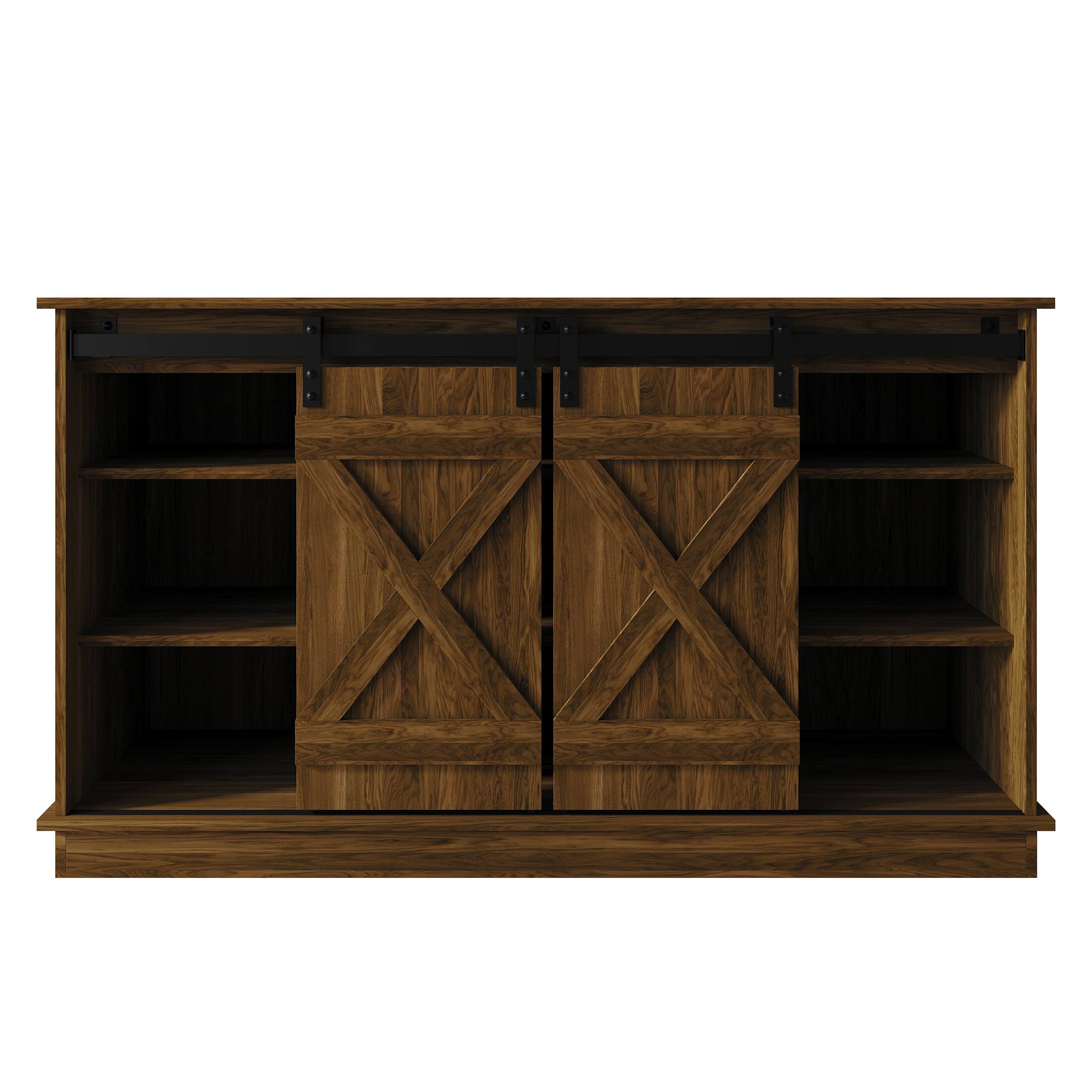 Alt View 3. ChaletPosh - Vintage-Inspired TV Stand Console with Sliding Barn Doors, Brown - Brown.