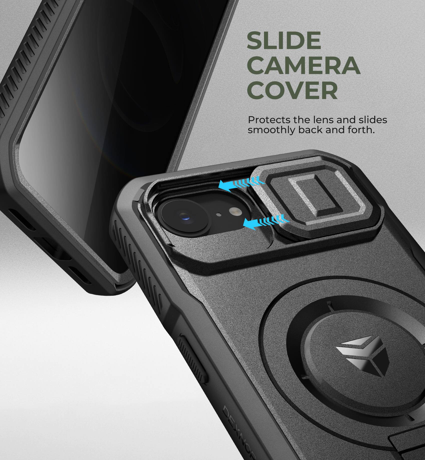 SLIDE CAMERA COVER  
Protects the lens and slides smoothly back and forth.