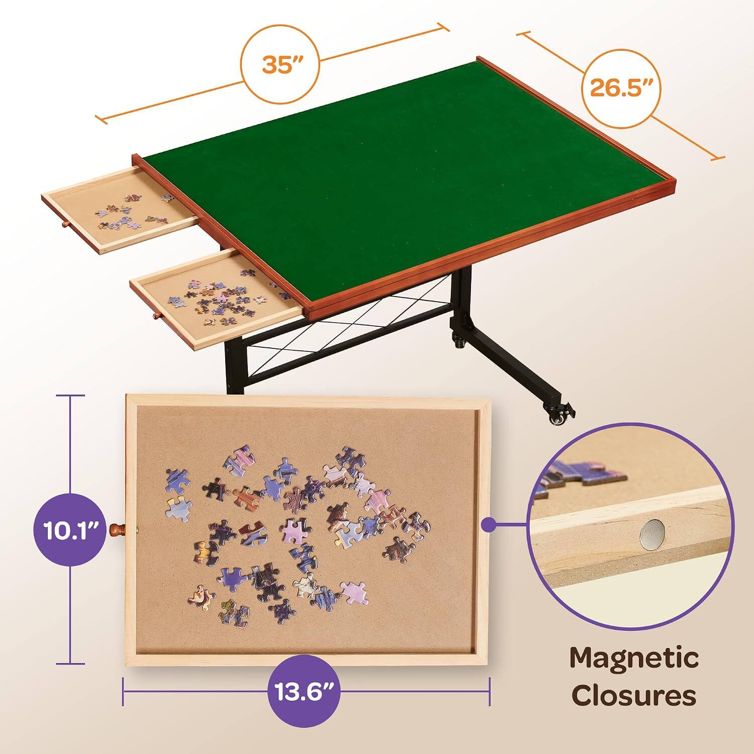 35" x 26.5" x 10.1" x 13.6" Magnetic Closures