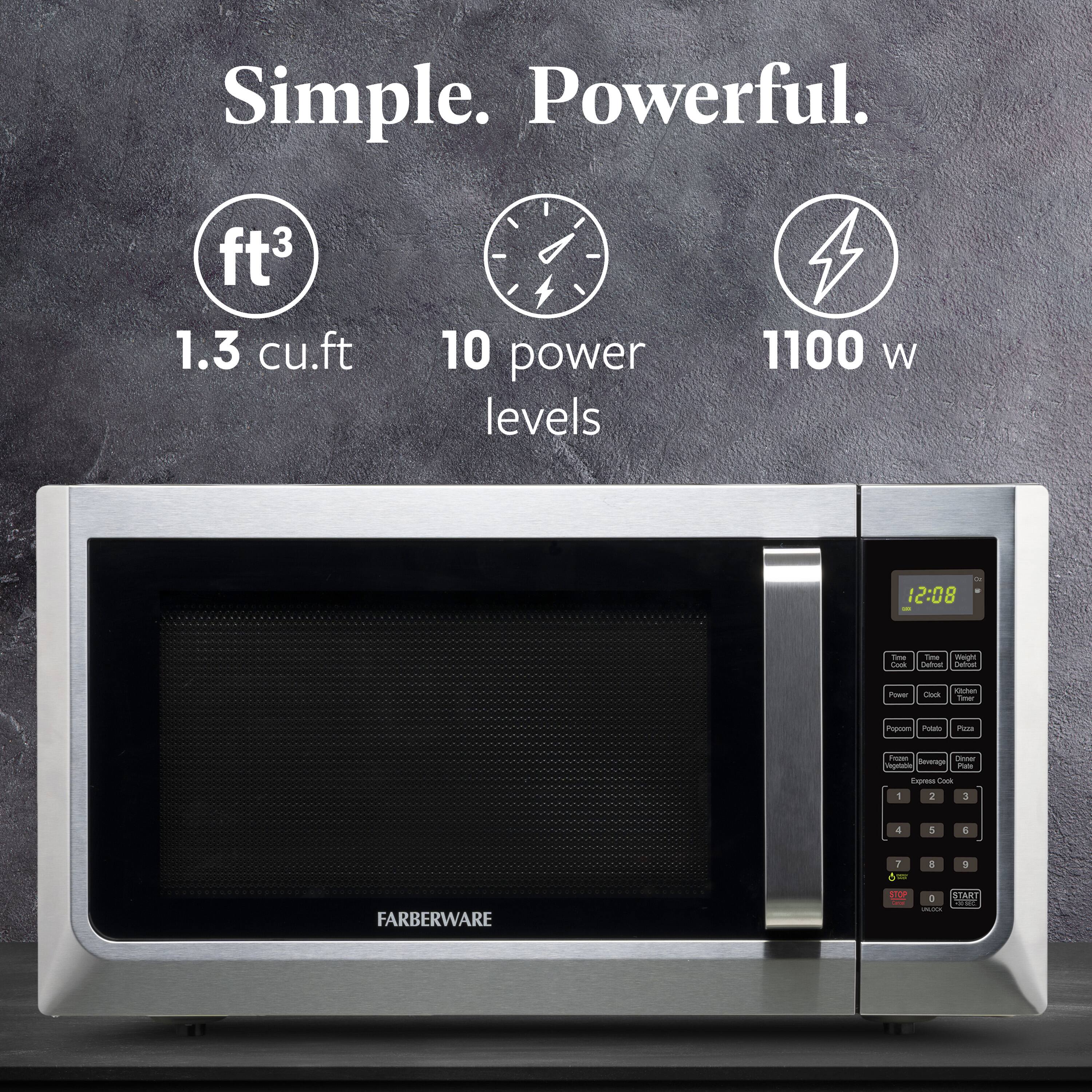 Simple. Powerful.

1.3 cu.ft  
10 power levels  
1100 W

FARBERWARE
